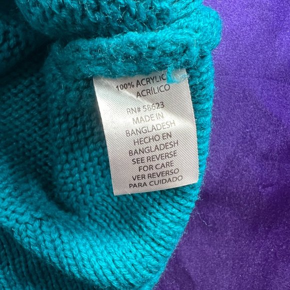 πCarol Rose Turquoise 2-Way Zipper Acrylic Cable Pattern Long Sleeves Cardigan - Picture 15 of 16